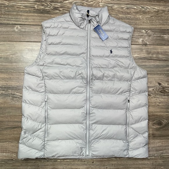 Polo‎ Ralph Lauren Men's Big & Tall Packable Puffer Vest Gray Heather 2XLT NWT - Picture 2 of 14